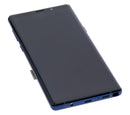 Pantalla OLED usada Samsung Galaxy Note 9 Ocean Blue con marco, lista para reparación de display.