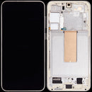 Pantalla OLED Aftermarket Plus color crema para Samsung Galaxy S23 Plus (SM-S916B) con marco y 120Hz.