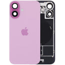 Tapa trasera rosa OEM iPhone 16 con MagSafe, NFC y flex de flash para reparación.
