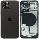 Tapa trasera de grafito para iPhone 12 Pro (A2407), usada OEM, con small parts para reparación.