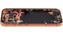 Tapa trasera Cosmic Orange usada para iPhone 17 Pro, con puerto de carga y partes pequeñas, versión EU/Global.