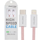 Cable de carga Photon Flux de 3 pies trenzado en rosa 01 compatible con Lightning y USB-C en Quetzaltenango.