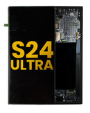 Pantalla hard OLED Titanium Black con marco para Samsung Galaxy S24 Ultra, ideal para reparación de display.