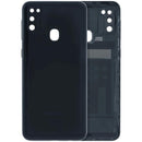 Tapa trasera original Samsung Galaxy M21 negra con lente de cámara, repuesto SM-M215F.