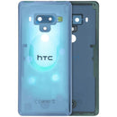 Tapa trasera original HTC U12 Plus azul translúcido, repuesto de cristal para reparación.