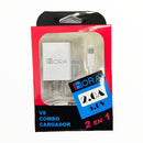 1HORA Kit Cargador de carga rapido + cable MICRO USB V8 - BLANCO