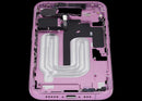 Chasis medio rosa para iPhone 16 A2xxx, estructura de repuesto con botones de encendido y volumen.