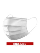 Mascarilla blanca desechable de 3 capas con bucles para el oido para ninos - (Paquete de 50)