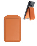Porta tarjetas magnético de cuero con soporte en color naranja en Xela Quetzaltenango.