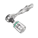 Llave de carraca Wera Zyklop Mini 3 de 1/4" con accionamiento, compacta y robusta.