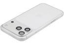 Tapa trasera plateada usada para iPhone 17 Pro Max (EU/Global) con puerto de carga flex y piezas pequeñas.