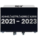 Pantalla completa MacBook Pro 14 usada de grado A en color plateado en Quetzaltenango para reemplazo o reparación, modelos A2442, A2779, A2992 y A2918 Late 2021 / 2023.