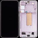 Pantalla OLED 120Hz para Samsung Galaxy S23 Plus, color lavanda, con marco, ideal para reparación de pantalla rota.