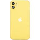 Tapa trasera amarilla usada OEM Grade B para iPhone 11 con puerto de carga y piezas pequeñas.