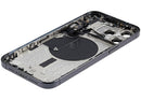 Encuentra en Xela Quetzaltenango la tapa trasera para iPhone 15 Pro Max en color negro titanio, preinstalada y en condición usada grado A, ideal para reparaciones de tu iPhone.