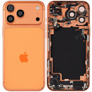 Tapa trasera Cosmic Orange iPhone 17 Pro Max (US Version) Grade B, con puerto de carga y pequeñas piezas.