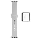 Funda iWatch 40mm de silicone suave con bumper y vidrio templado (Blanco)