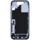 Chasis medio Mist Blue usado para iPhone 17, con puerto de carga USB-C, ideal para reparación de repuesto.