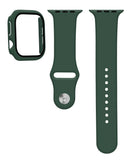 Funda de silicona suave con banda y parachoques con vidrio templado iWatch 41mm DARK GREEN
