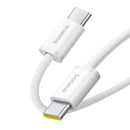 Encuentra fácilmente en Xela Quetzaltenango el puerto de carga Baseus USB C-C Dynamic 4 color blanco de 100W de potencia y 3 pies de largo.