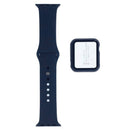 Banda y funda bumper negra con vidrio templado para Apple Watch de 42mm, protección completa.