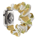 Banda elástica scrunchie para iWatch 38/40/41mm, diseño floral rosa y blanco, accesorio reloj cómodo.