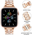 Correa de metal de acero inoxidable con rhinestones para iWatch en Quetzaltenango, variedad de tamaños y color rose gold disponible en SlowBack con garantía.