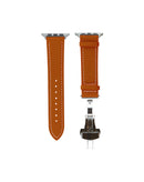 Correa de cuero con hebilla desplegable iWatch (42/44/45/49mm) - ORANGE