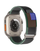 Correa iWatch de nylon con velcro, diseño bandera USA azul y negra, para modelos 42/44/45/49mm.