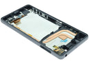 Pantalla LCD original Sony Xperia X F5121/F5122 negra con marco para reparación.