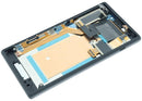 Pantalla LCD negra original con marco para Sony Xperia M2 Aqua, ideal para reparación de display roto.