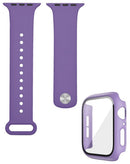 Encuentra en Quetzaltenango funda bumper y banda de silicona para iWatch 45mm en color morado claro con vidrio templado en SlowBack.