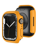 Funda bumper Hard PC naranja para Apple Watch de 45mm con protector de pantalla de vidrio templado.