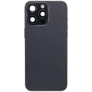 Encuentra en Xela Quetzaltenango la tapa trasera para iPhone 15 Pro Max en color negro titanio, preinstalada y en condición usada grado A, ideal para reparaciones de tu iPhone.