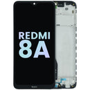 Pantalla LCD negra con marco para Xiaomi Redmi 8A, ideal para reemplazar un display roto.