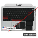 Tapa superior plateada usada para MacBook Pro 14" A2442/A2779 con batería y teclado ANSI US.