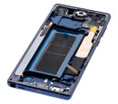 Pantalla OLED usada Samsung Galaxy Note 9 Ocean Blue con marco, lista para reparación de display.