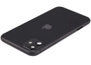 Tapa trasera negra usada para iPhone 11 (A2111) con puerto de carga y piezas pequeñas, lista para reparación.