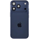Tapa trasera usada iPhone 17 Pro Deep Blue, con puerto de carga y piezas pequeñas, para reparación.
