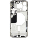 Chasis medio de iPhone 15 Pro Max A3106/A3108 blanco titanio con piezas pequeñas para reparación.