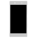 Pantalla LCD blanca refurbished para Sony Xperia Z5 (E6653) con marco, lista para reparación de display.