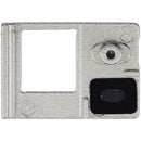 Repuesto flash light y power flex bracket con microphone mesh para iPhone 16E negro, listo para reparación.