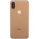 Tapa trasera dorada usada para iPhone XS (modelos A1920, A2097, A2100) con puerto de carga y cable flex preinstalado.
