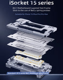 Marco de prueba en capas para placa base iSocket 8 en 1 QianLi, ideal para realizar pruebas en capas de iPhone 15 en Xela Quetzaltenango.