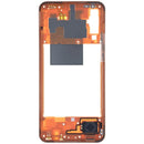 Tapa intermedia naranja original Samsung Galaxy A50 (A505) Service Pack, repuesto para reparación de chassis.
