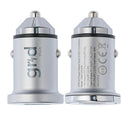 Encuentra en Xela Quetzaltenango el Cargador de auto Grid Shock 22W con 2 puertos USB-A/USB-C en plateado.
