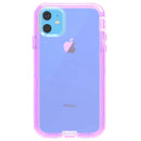 Funda transparente antimpactos SlowBack para iPhone 12/12 Pro con bordes morados.
