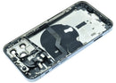 Tapa trasera completa para iPhone 12 Pro color Azul Pacífico (Pacific Blue), incluye todas las piezas pequeñas para una reparación fácil.