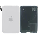 Tapa trasera plateada para iPhone 17 Pro Max, con MagSafe, NFC y logotipo Apple. Ideal para reparación.