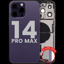 Tapa trasera Deep Purple usada para iPhone 14 Pro Max A2651 con puerto de carga flex y piezas pequeñas.